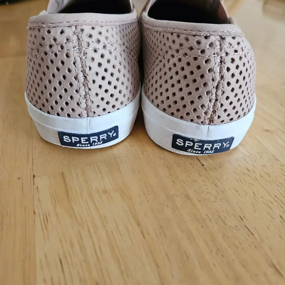 Sperry Seaside Perforated Leather Slip on Shoe Top Sider Sz 8.5